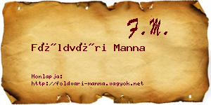 Földvári Manna névjegykártya